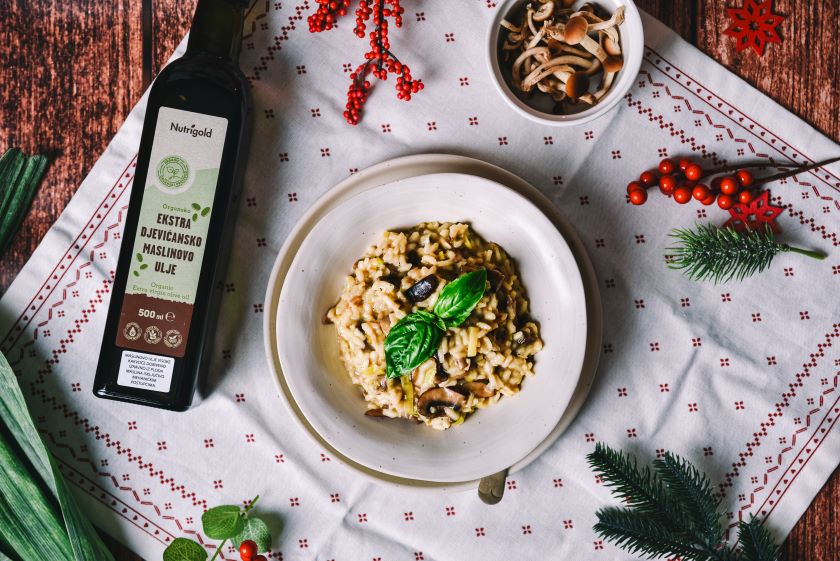 Rižoto od gljiva i poriluka