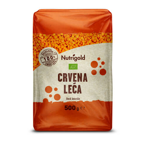 Nutrigold leća crvena Organska u ambalaži od 500g