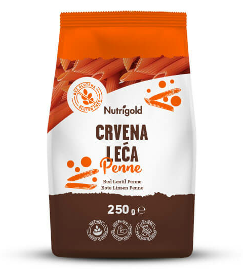 Nutrigold Tjestenina od crvene leće Bez glutena u ambalaži od 250g 