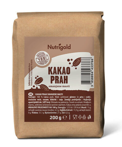Nutrigold kakao prah nalazi se u pakiranju od 200 g.