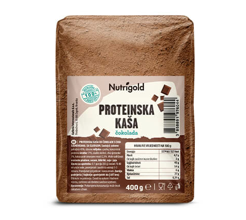  Nutrigold Proteinska kaša Čokolada s dodatkom Chia sjemenki u pakiranju od 400g