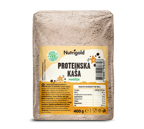  Nutrigold proteinska kaša Vanilija s dodatkom borovnica u pkranju od 400g