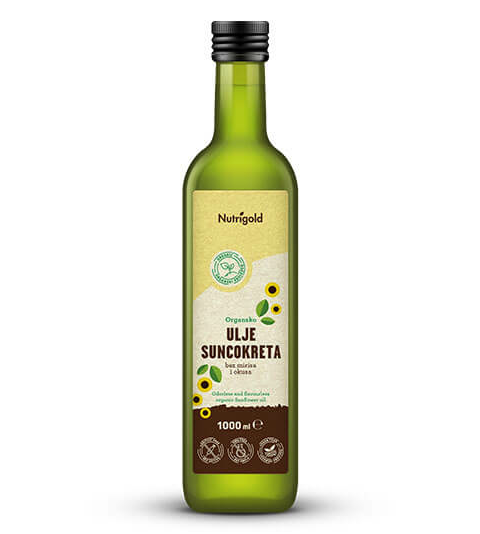 Organsko Nutrigold suncokretovo ulje zez mirisa i okusa u tamnoj boci od 1000ml
