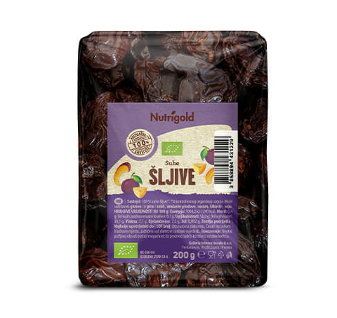 Nutrigold organske suhe šljive u pakiranju od 200g 