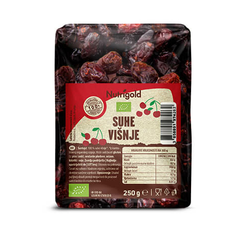 Nutrigold organske suhe višnje u pakiranju od 250g 