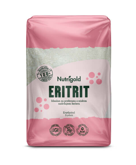 Eritrit Prirodni zaslađivač - Bez kalorija 1000g Nutrigold