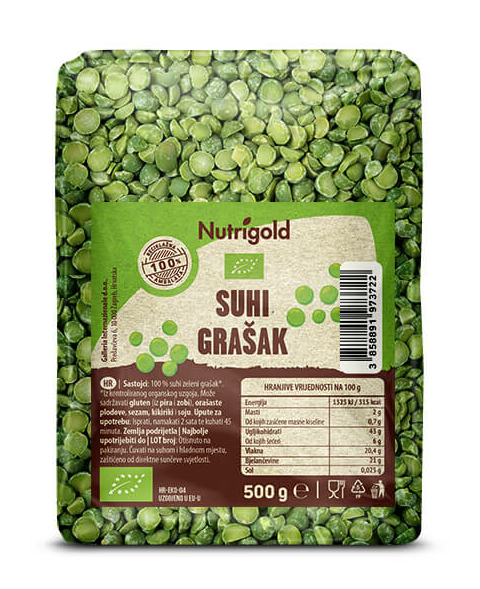 Trockene Erbsen Grün – Biologisch 500g Nutrigold