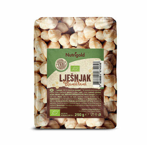 Lješnjak blanširani / tostirani - Organski 250g Nutrigold