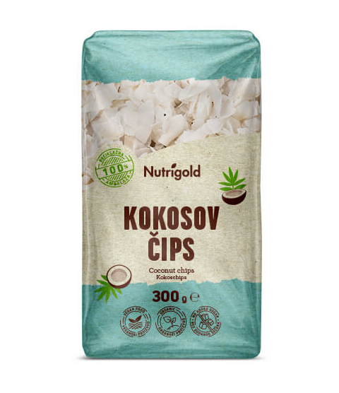 Kokosov čips Nezaslađen - Organski Nutrigold 300g