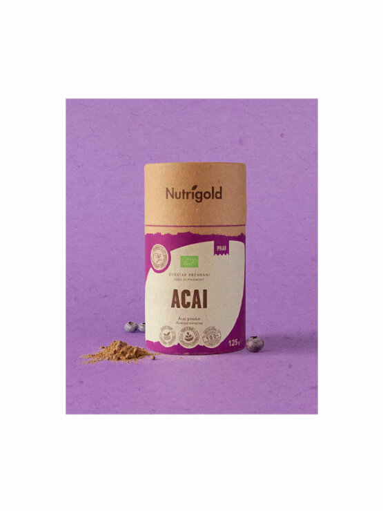 Nutrigold biologisches Acai Pulver in Kartonverpackung 125g