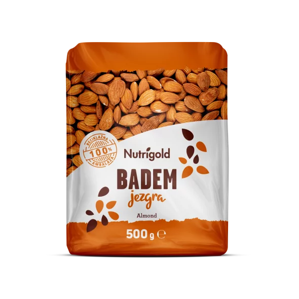 Nutrigold Mandeln in einer durchsichtigen 500 Gramm Packung