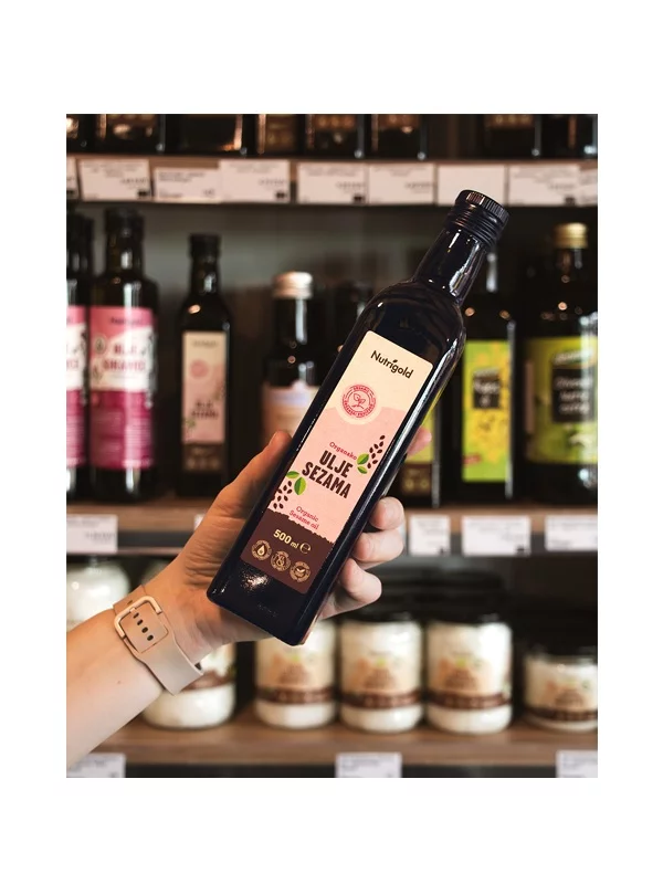 Nutrigold Sesamöl – Biologisch kaltgepresst in einer 500 ml Flashe