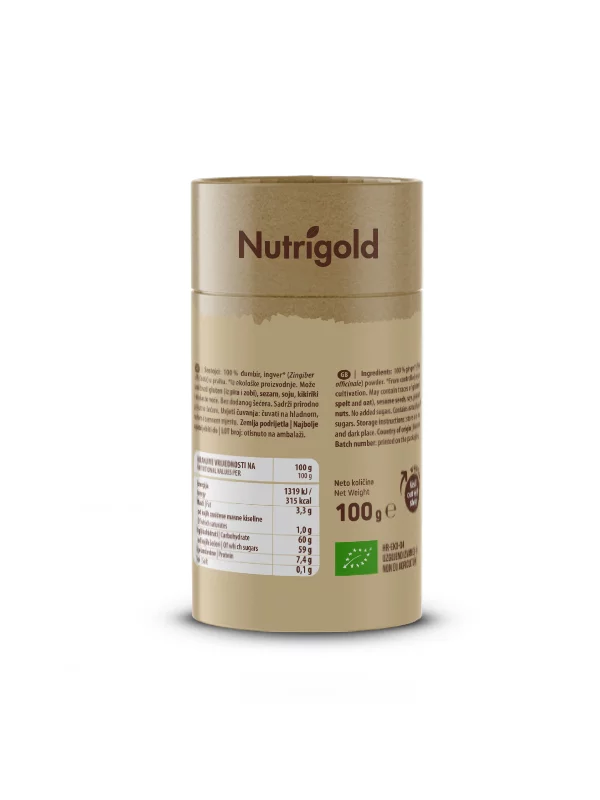 Nutrigold Ingwerpulver – Biologisch in einer 100g Packung