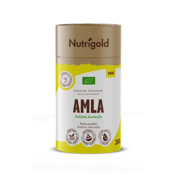 Nutrigold biologisches Amla (Amalaki) Pulver in brauner 200g Packung