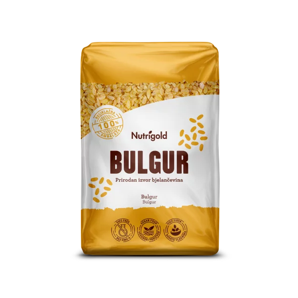 Nutrigold Bulgur in einer durchsichtigen 1kg Packung