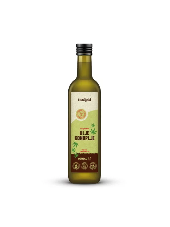 Nutrigold Hanföl – Biologisch kaltgepresst in einer 1000ml dunklen Glasflasche