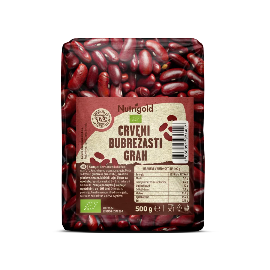Nutrigold Rote Kidneybohnen Biologisch in einer 500 Gramm Packung