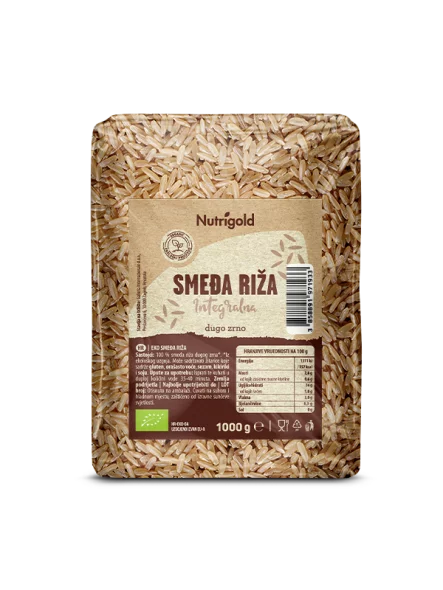 Nutrigold Brauner Vollkorn-Naturreis Langkorn – Bio in einer 1000g Packung