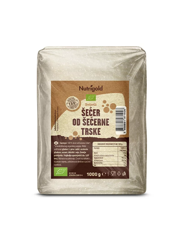 Nutrigold Rohrzucker hell – Biologisch in einer Packung von 1000g