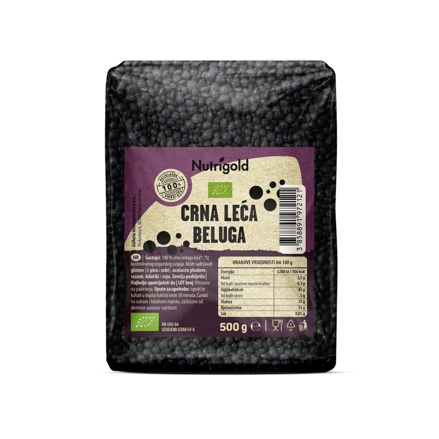 Nutrigold Beluga Linsen - Biologisch in einer 500g Packung