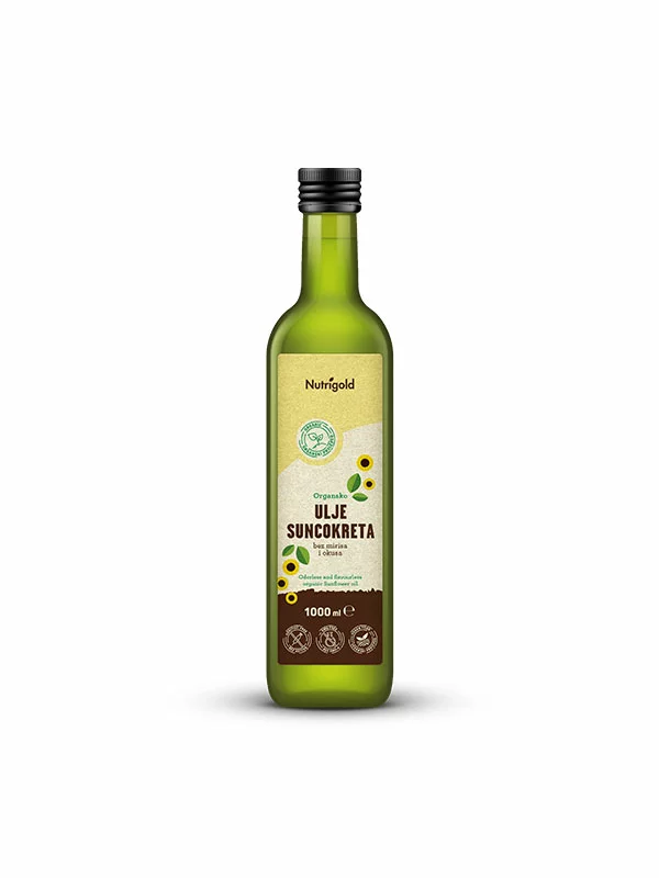 Nutrigold Sonnenblumenöl Geruchs- und geschmacksneutral  – Biologisch in einer 1000ml Flasche