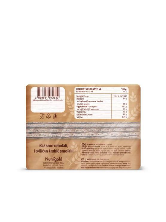 Nutrigold Knuspriges Vollkorn Roggenknäckebrot - ohne Zuckerzusatz in einer 125g Packung