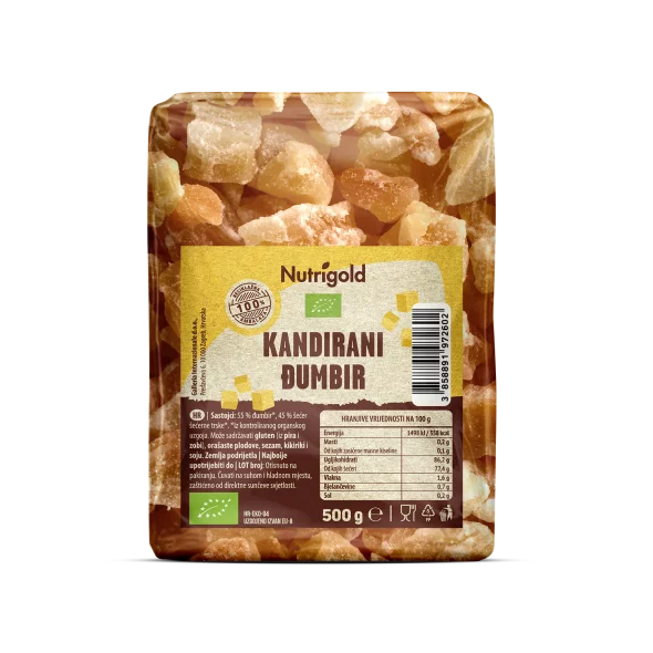 Nutrigold Kandierter Ingwer – Biologisch in einer 500 Gramm Packung