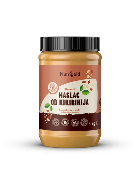 Nutrigold Erdnussbutter 100% – Crunchy in einer 1000 Gramm Packung
