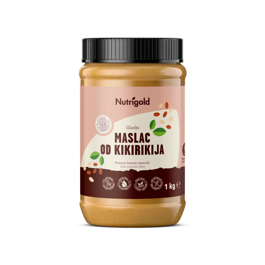 Nutrigold Erdnussbutter 100 % glatt in einer 1000 Gramm Packung