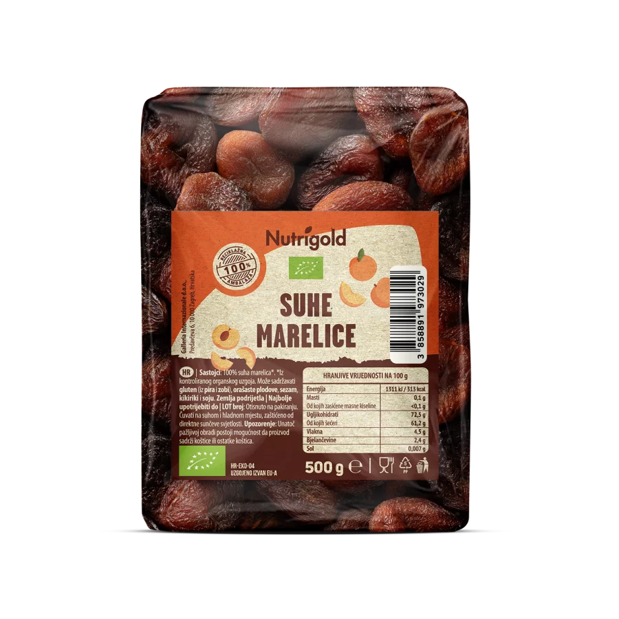 Nutrigold Getrocknete Aprikosen – Biologisch in einer 500g Packung