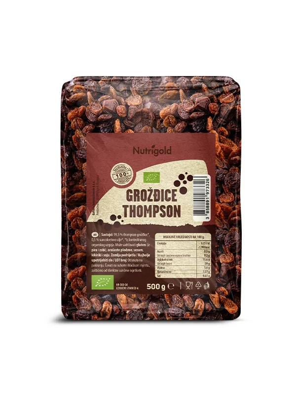 Nutrigold Thompson-Rosinen – Biologisch in einer 500g Verpackung