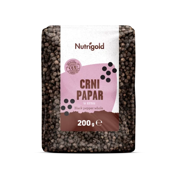 Nutrigold Schwarze Pfefferkörner in einer 200 Gramm Packung