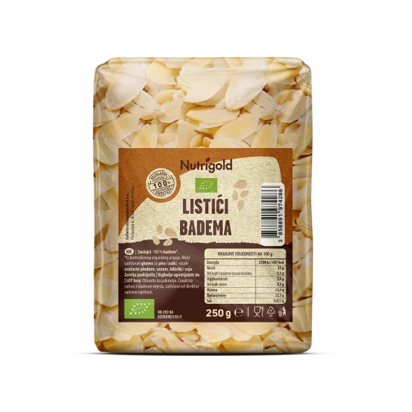 Nutrigold Mandelblättchen Biologisch in einer 250 Gramm Packung