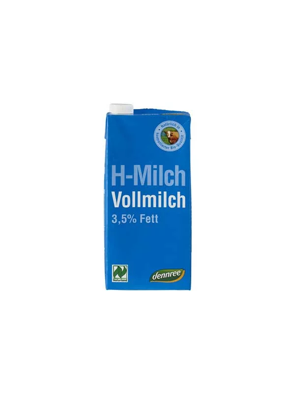 Dennree H-Milch 3,5% Fett – Biologisch in einer 1000ml Verpackung