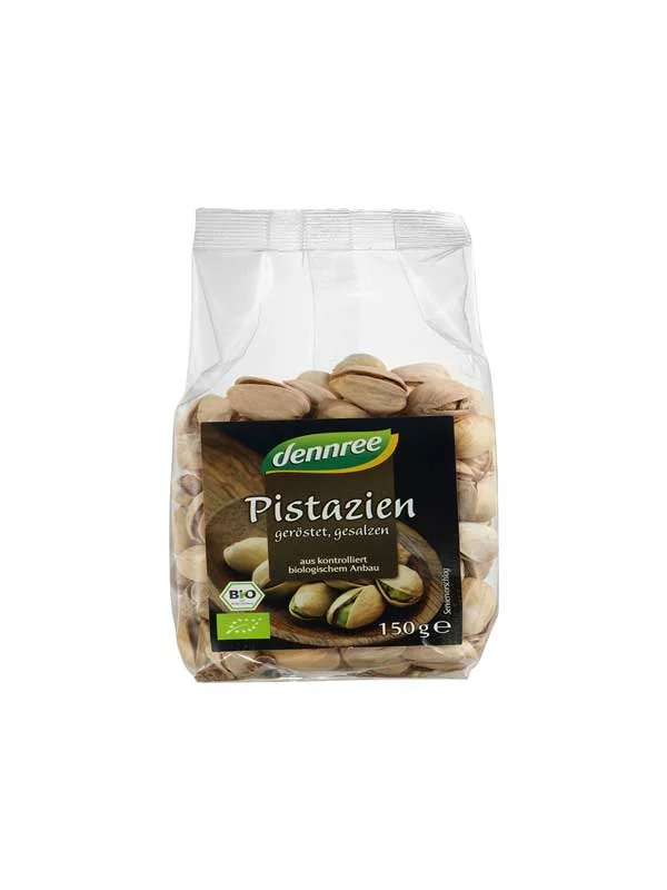 Dennree Pistazien mit Schale – Biologisch in einer 150g Packung