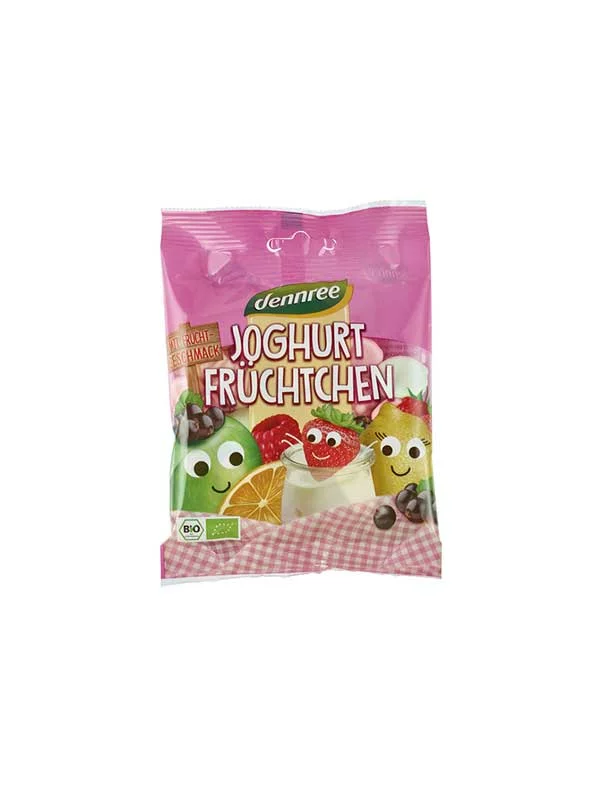 Dennree Joghurt-Gummibonbons mit Fruchtgeschmack – Biologisch in einer 90g Packung