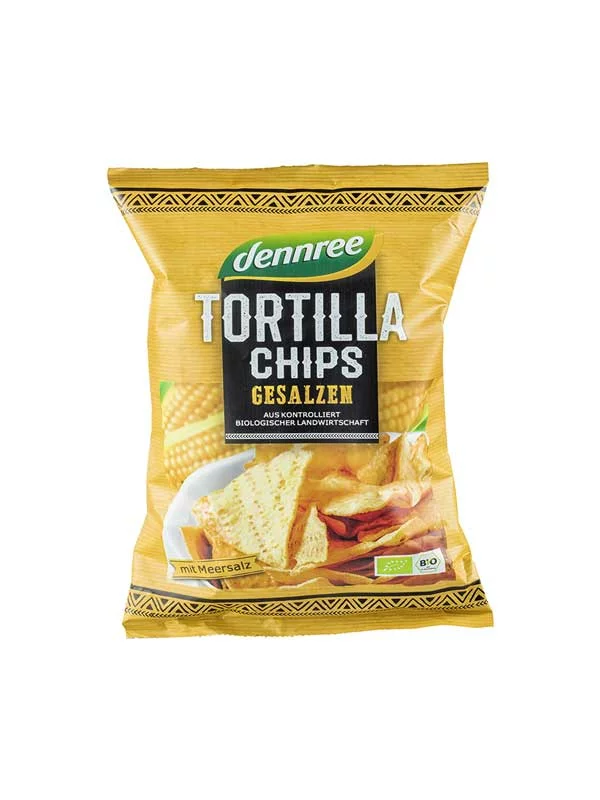 Dennree Tortillachips salzig – Biologisch in einer 125g Packung