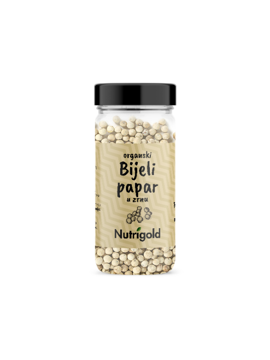 Nutrigold biologische weiße Pfefferkörner im 50 Gramm Glas