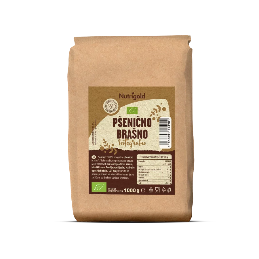 Nutrigold Weizenmehl Vollkorn – Biologisch in einer 1000g Packung