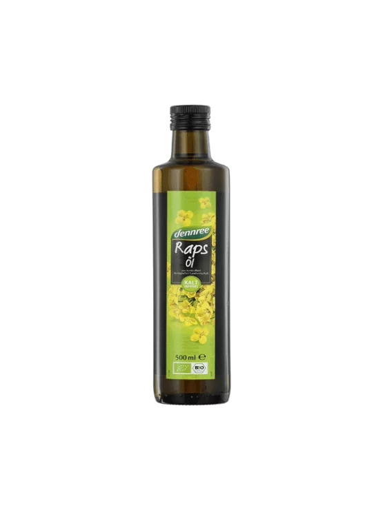 Dennree Rapsöl nativ – kalt gepresst – Biologisch in Glasflasche von 500ml