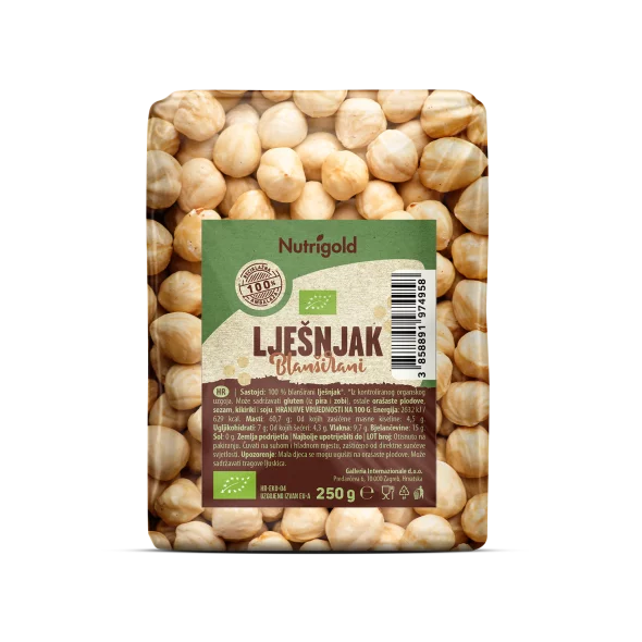 Nutrigold Haselnusskerne blanchiert - Biologisch in einer 250 Gramm Packung