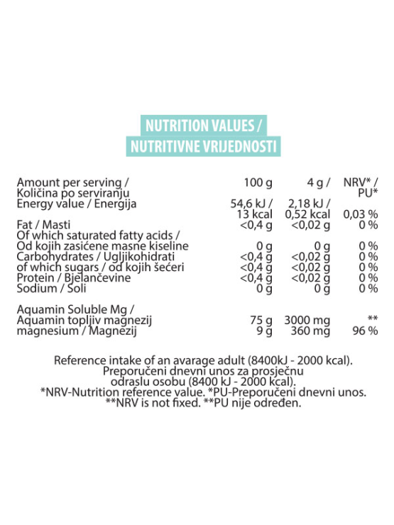 Nutrigold Magnesium+ Aquamin löslich 160 g – Magnesium in Pulverform Grüner Apfel