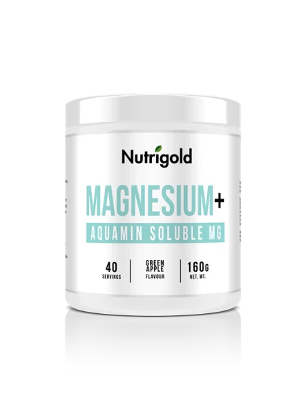 Nutrigold Magnesium+ Aquamin löslich 160 g – Magnesium in Pulverform Grüner Apfel