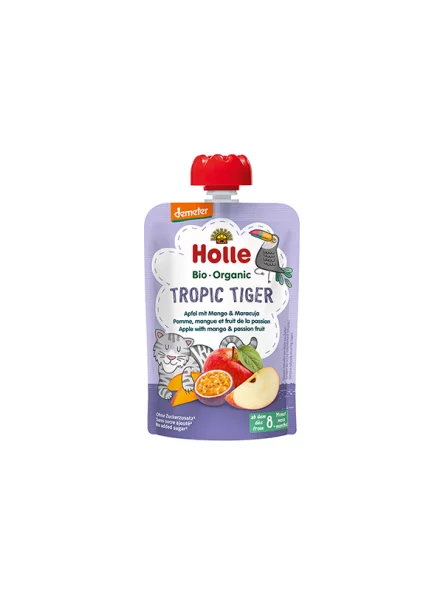 Holle Quetschie Apfel mit Mango & Maracuja „Tropic Tiger“ – Biologisch in einer 100g Packung