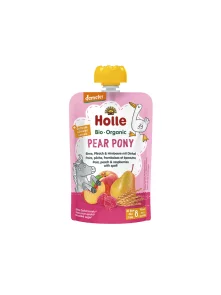 Holle Quetschie Birne, Pfirsich & Himbeere mit Dinkel „Pear Pony“ (ab dem 8. Monat) – Biologisch in einer 100g Packung