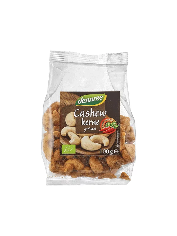 Dennree Würzig geröstete Cashewkerne – Biologisch in einer 100g Packung