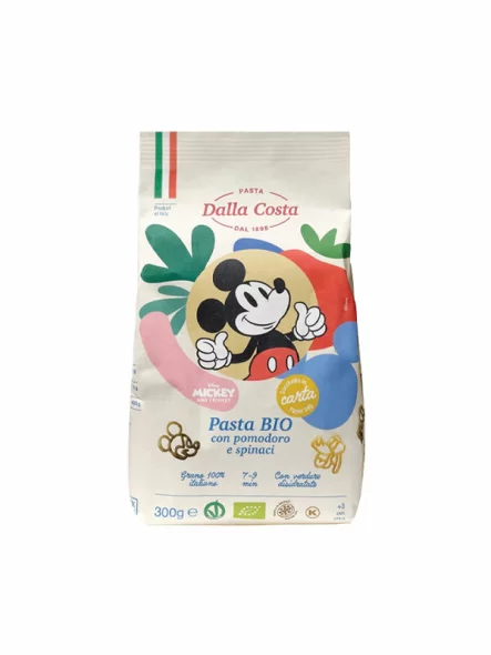 Probios Mickey Pasta Disney Spinat & Tomate & Hartweizen – Biologisch in einer 300g Packung