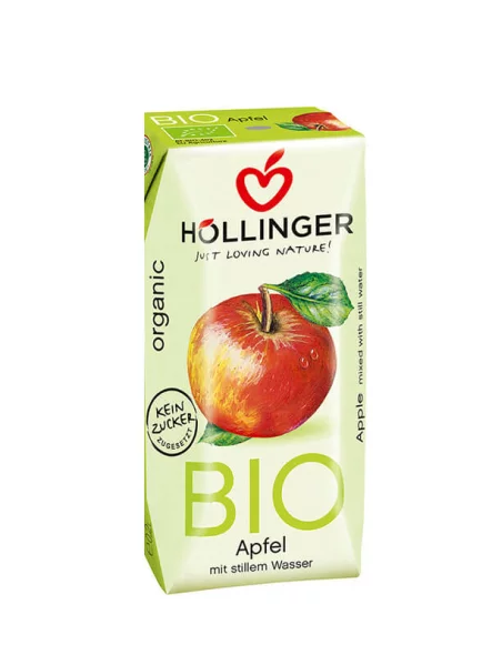 Höllinger Apfelsaft Tetrapak mit Strohhalm Biologisch in einem 200ml Tetrapak