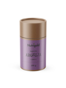 Nutrigold biologisches Aronia Pulver in einer braunen 200 Gramm Verpackung