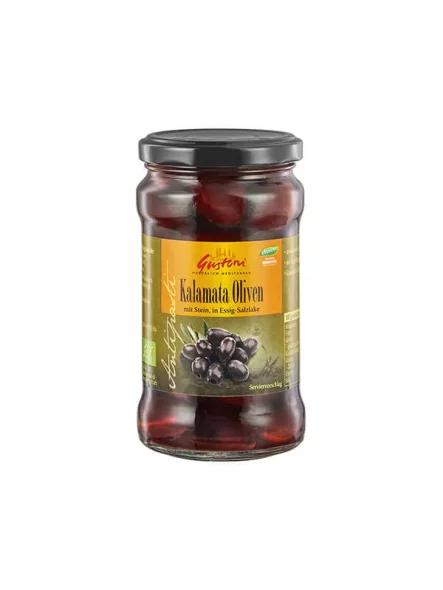 Gustoni Kalamata-Oliven – Biologisch, im 300g Glas